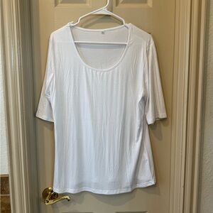 Amazon White Ribbed Short Sleeve T-Shirt